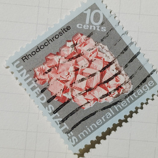 1974 US Postage Stamp Scott #1541 10c Mineral Heritage Rhodochrosite Canceled