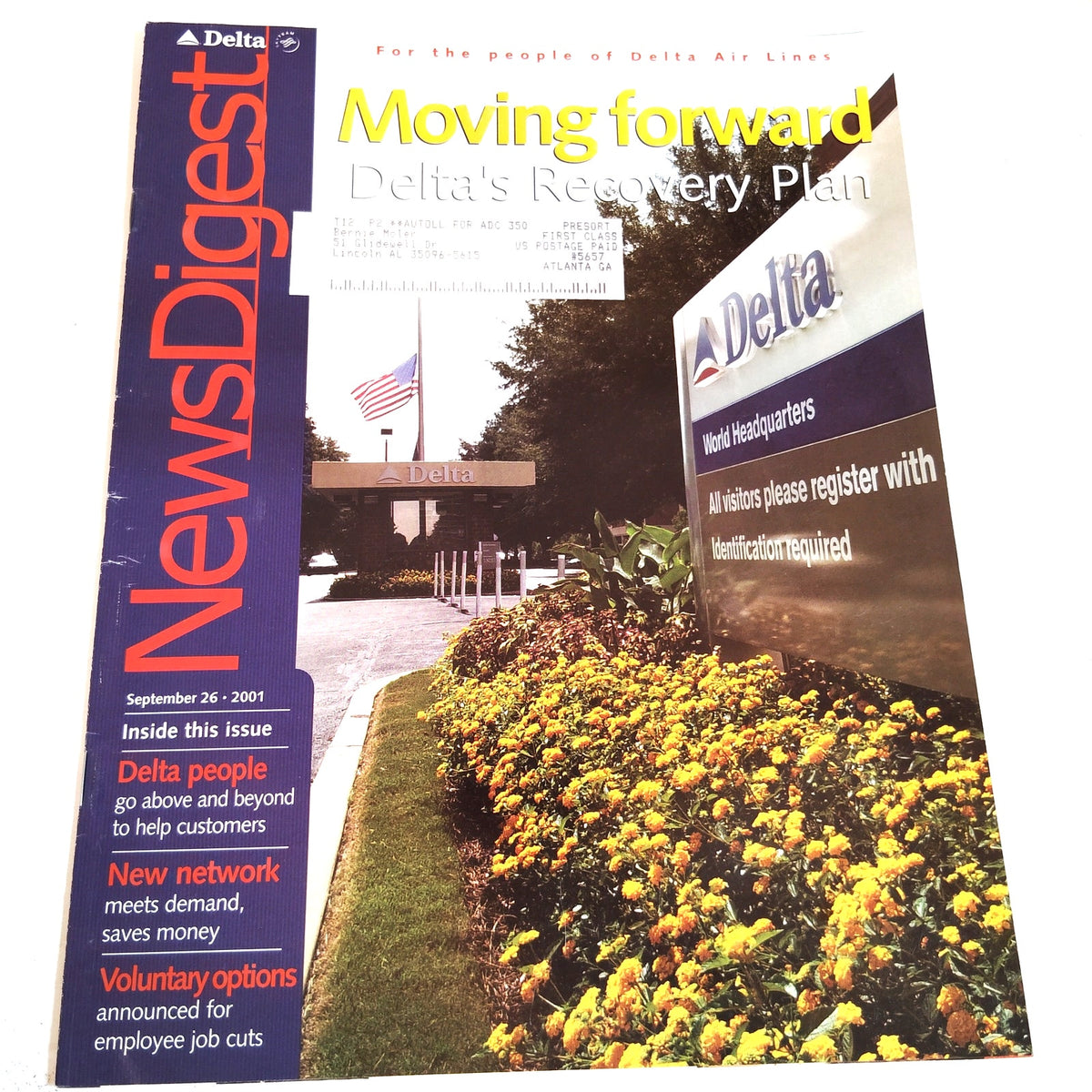 Delta News Digest: Moving Forward September 26, 2001 Airline Magazine