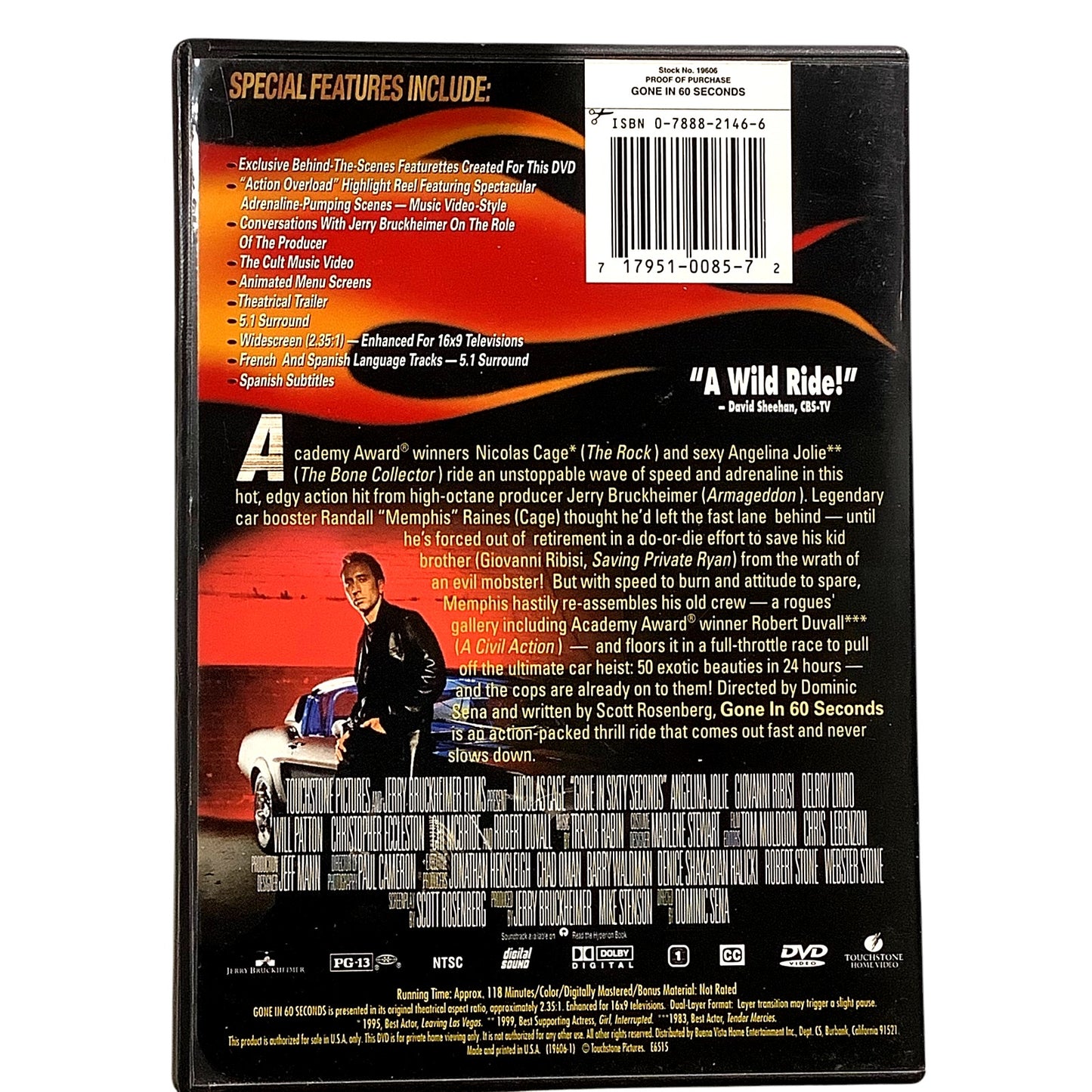 Gone in 60 Seconds (DVD, 2000) Action/Adventure, Nicolas Cage, Angelina Jolie