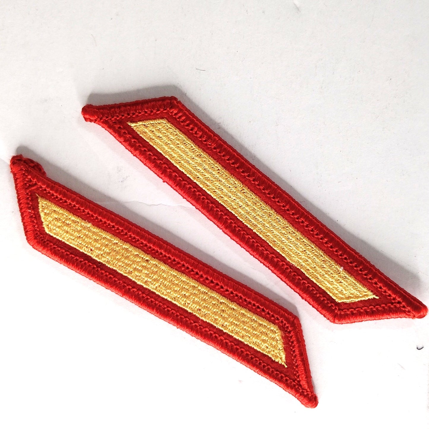 USMC Service Stripe Hashmarks Novelty Patch Gold on Red 4" × 3/4" Sew‑On Pair