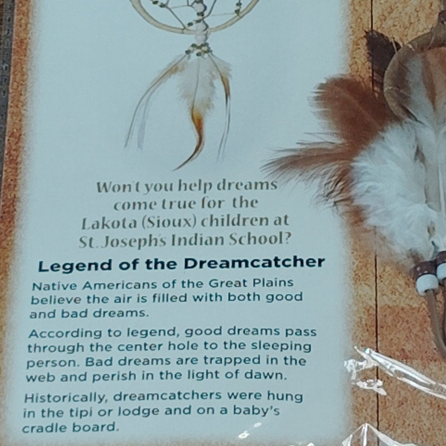 St. Joseph's Indian School Dreamcatcher Keychain Lakota Sioux Brown White