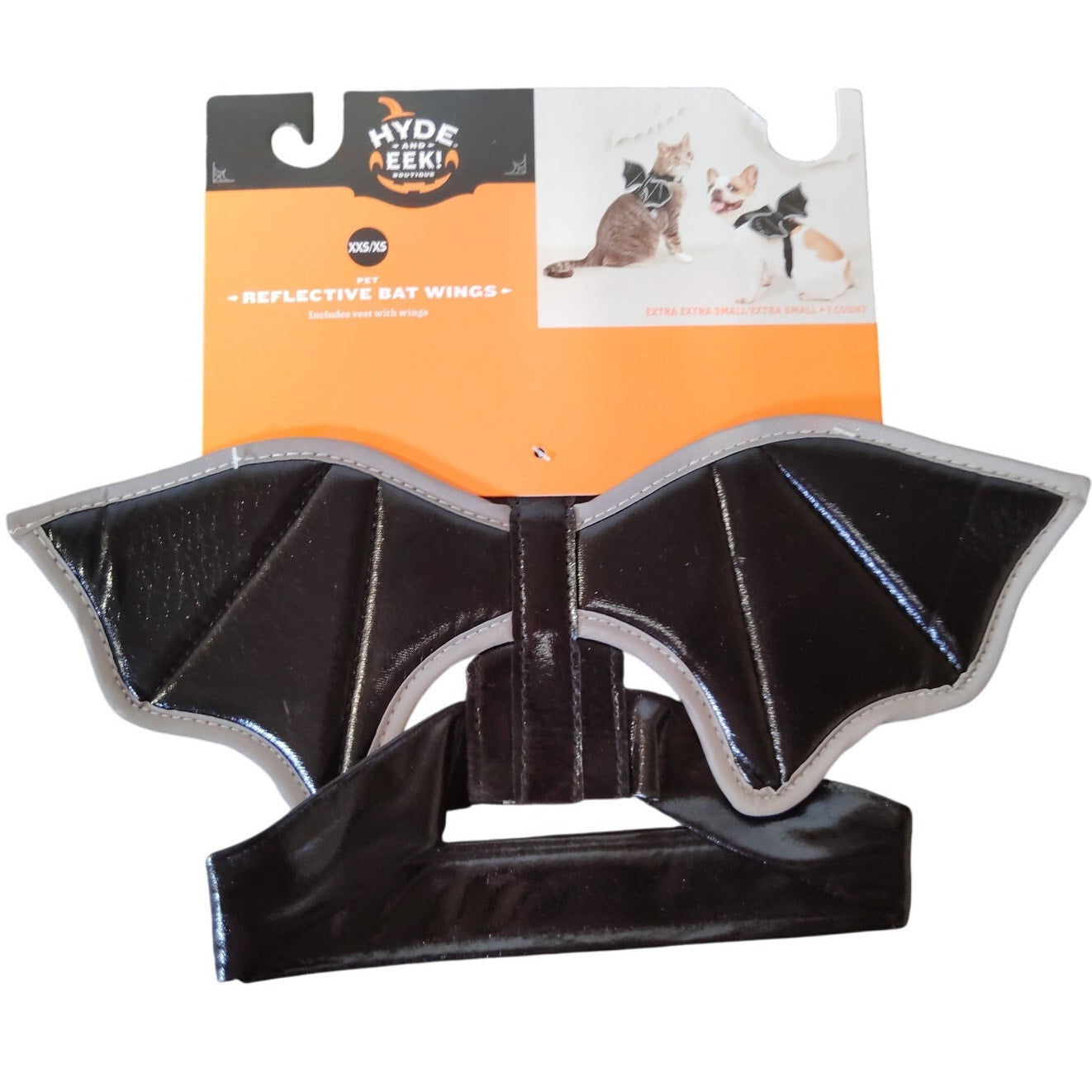 Hyde & EEK! Reflective Halloween Bat Wings Rider Costume – Dog & Cat – XXS/XS