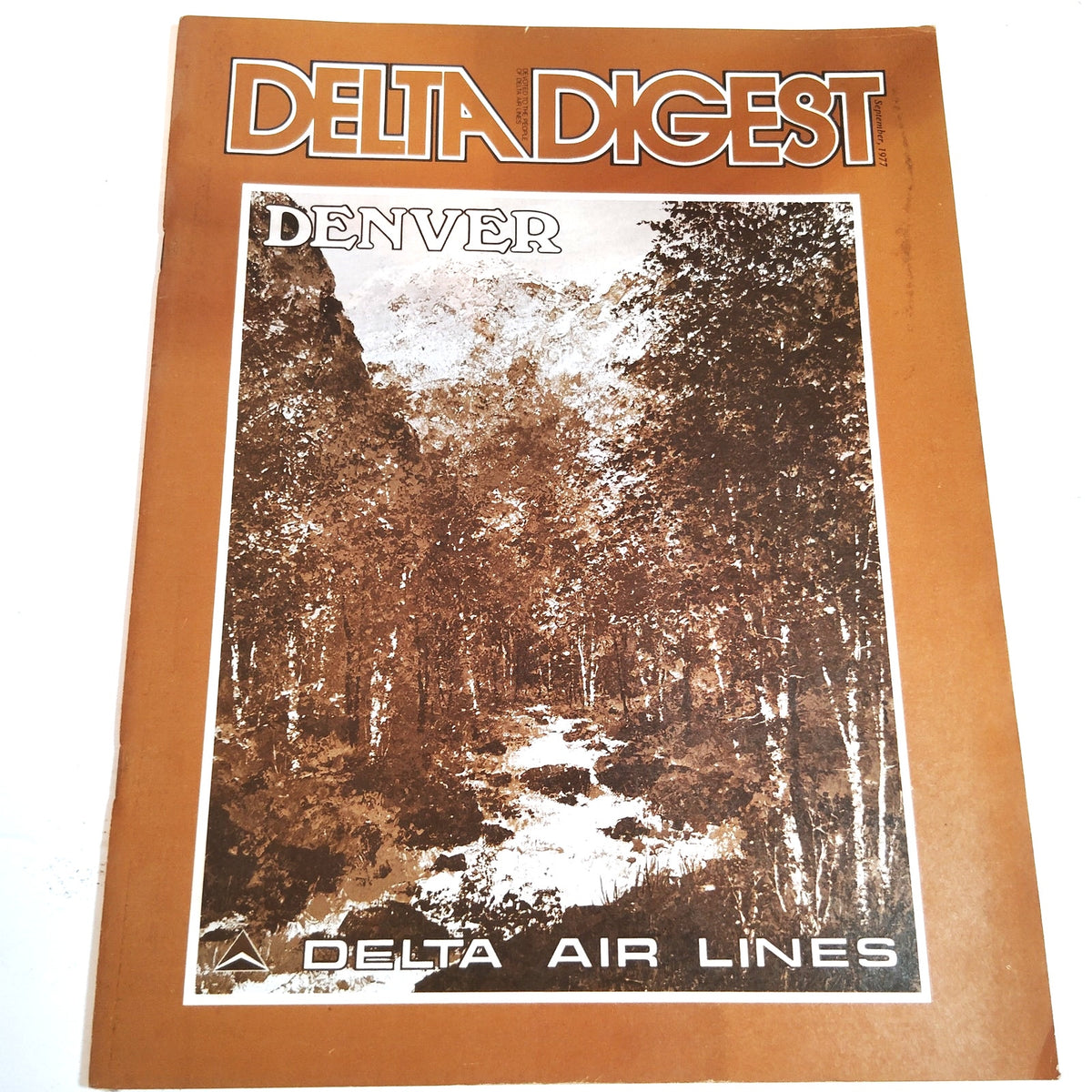 Delta Digest September 1977 Vintage In-Flight Magazine - Brown & White