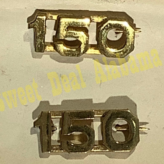Early/Mid 1900s Brass C-Clasp "150" Collar Device 3/8"H Hat / Lapel Pins Set
