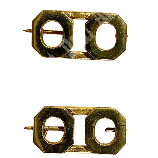 WWI Era Numeric "00", Brass Military C-Clasp Hat / Lapel / Collar Pins Set 3/8"H