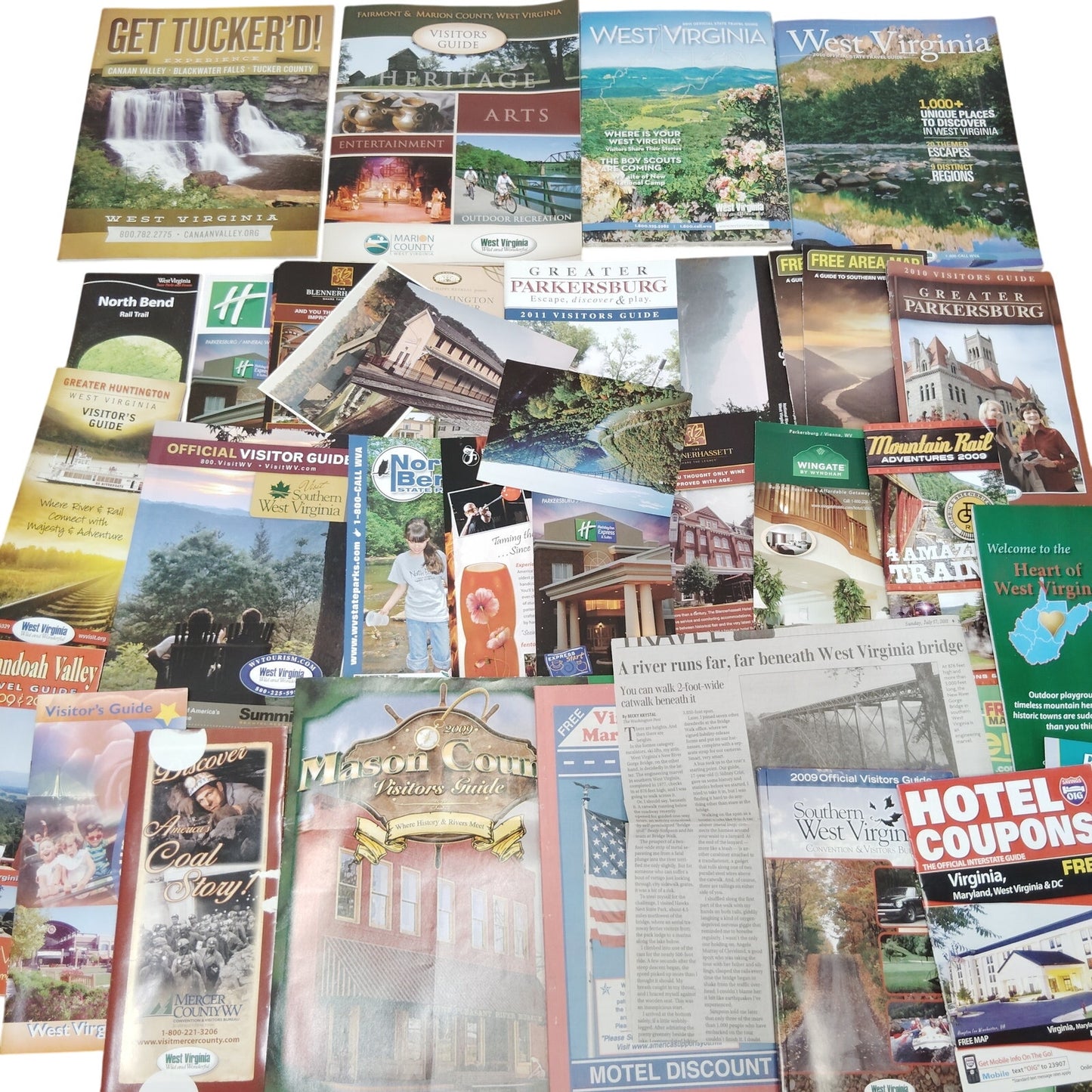 West Virginia Tourism Ephemera Lot - Brochures, Maps, Guides & Clippings