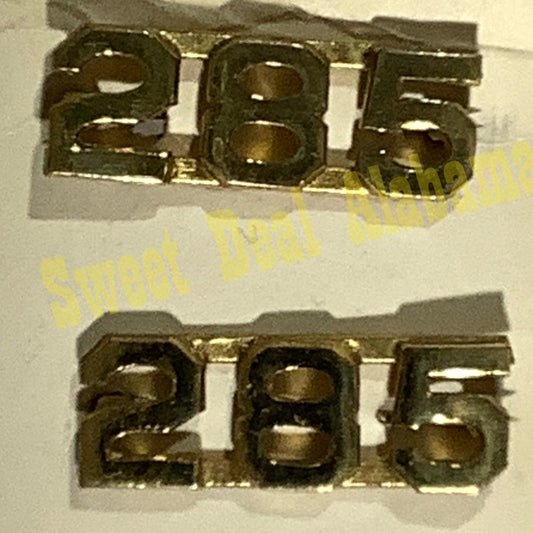 Early/Mid 1900s Brass C-Clasp "285" Collar Devices 3/8"H Hat / Lapel Pins Set