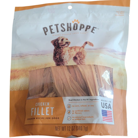 PetShoppe Premium Chicken Fillet Dog Treats – 12 oz, Made in USA, All Natural