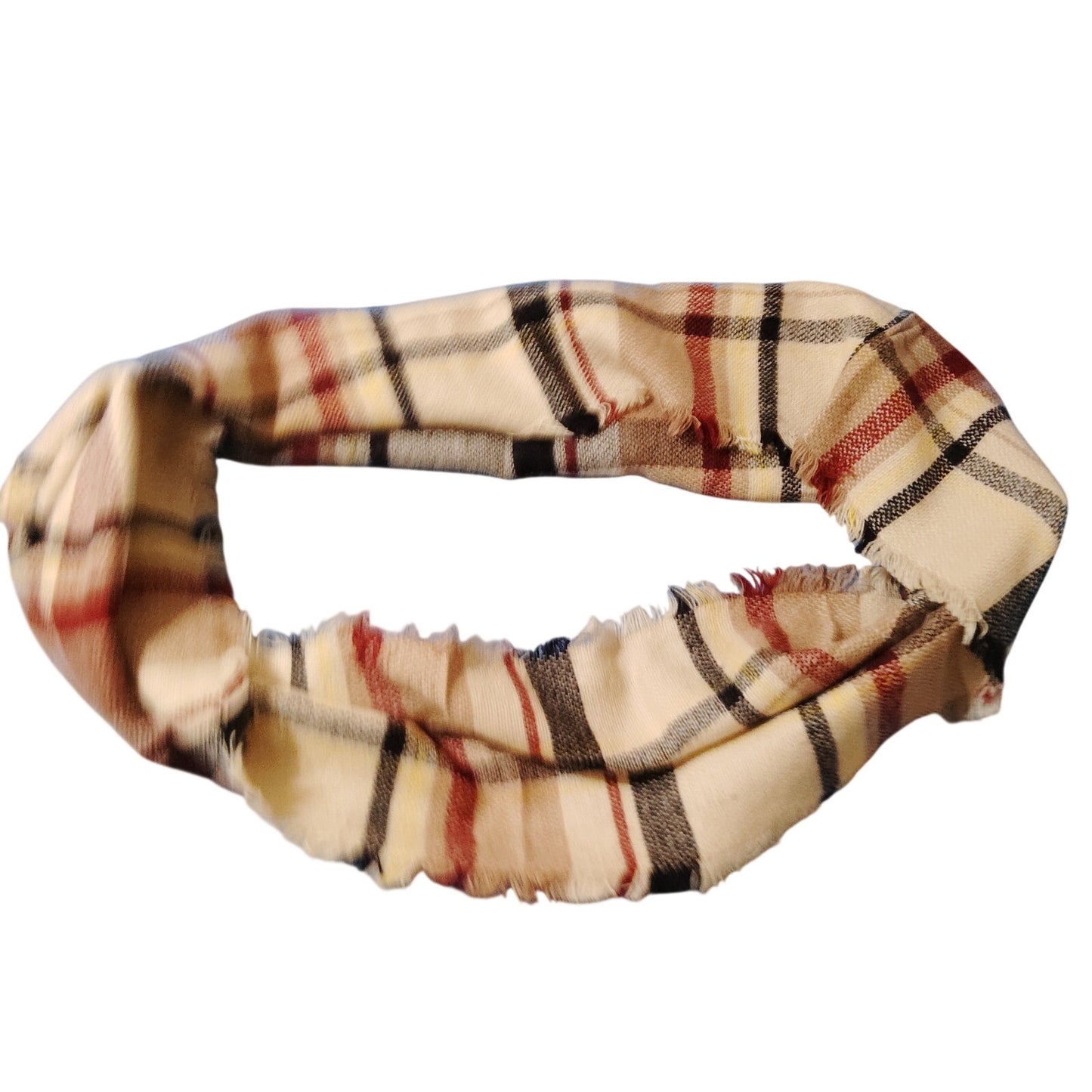 Lucky Leaf Infinity Scarf Plaid Multi‑Color Acrylic 32" × 16" Fall/Winter