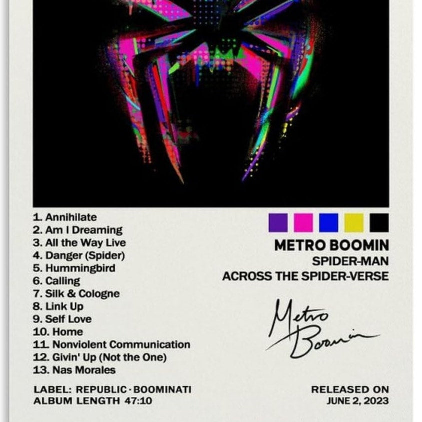 Metro Boomin Spider‑Verse Canvas Poster 56" × 34" in Wall Art Fabric Tapestry