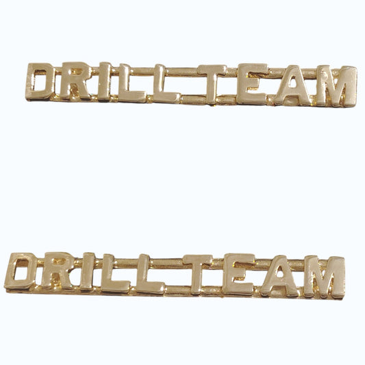 Drill Team Collar Insignia Letters Set (1 Pair), Gold, Dbl Clutch, 2.13" × .25"