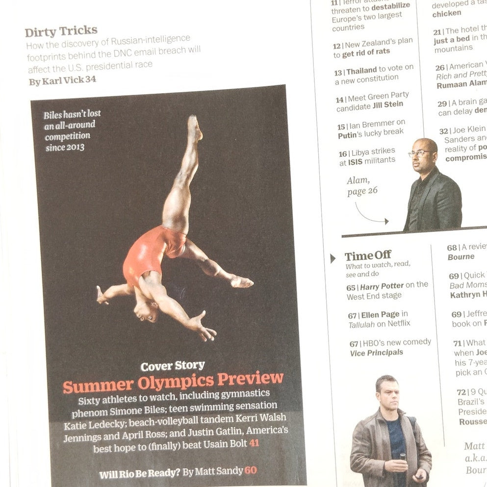 TIME Magazine Aug. 8 2016 Simone Biles Summer Olympics Game Changer, Matt  Damon
