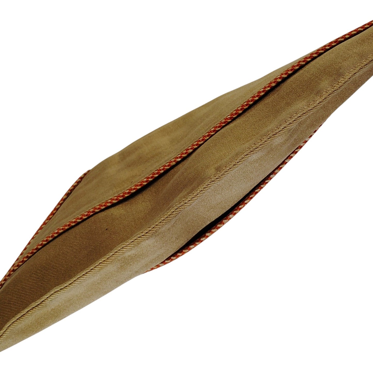 WWII Khaki Overseas Garrison Cap w/ Piping – Untagged, 10-1/2"L (Approx. 6-7/8)