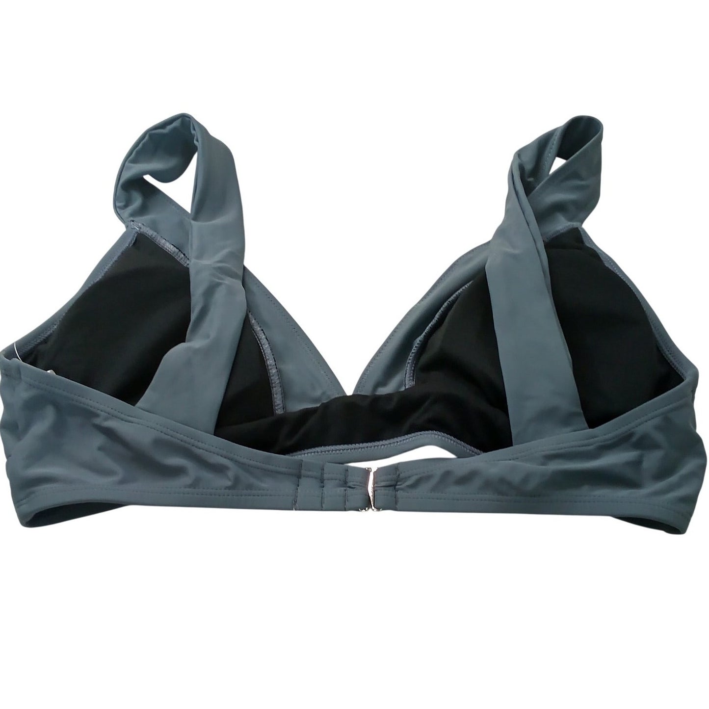 Cupshe Grey Blue Triangle Bikini Top Slate V Neck Wide Strap Bralette Women’s L