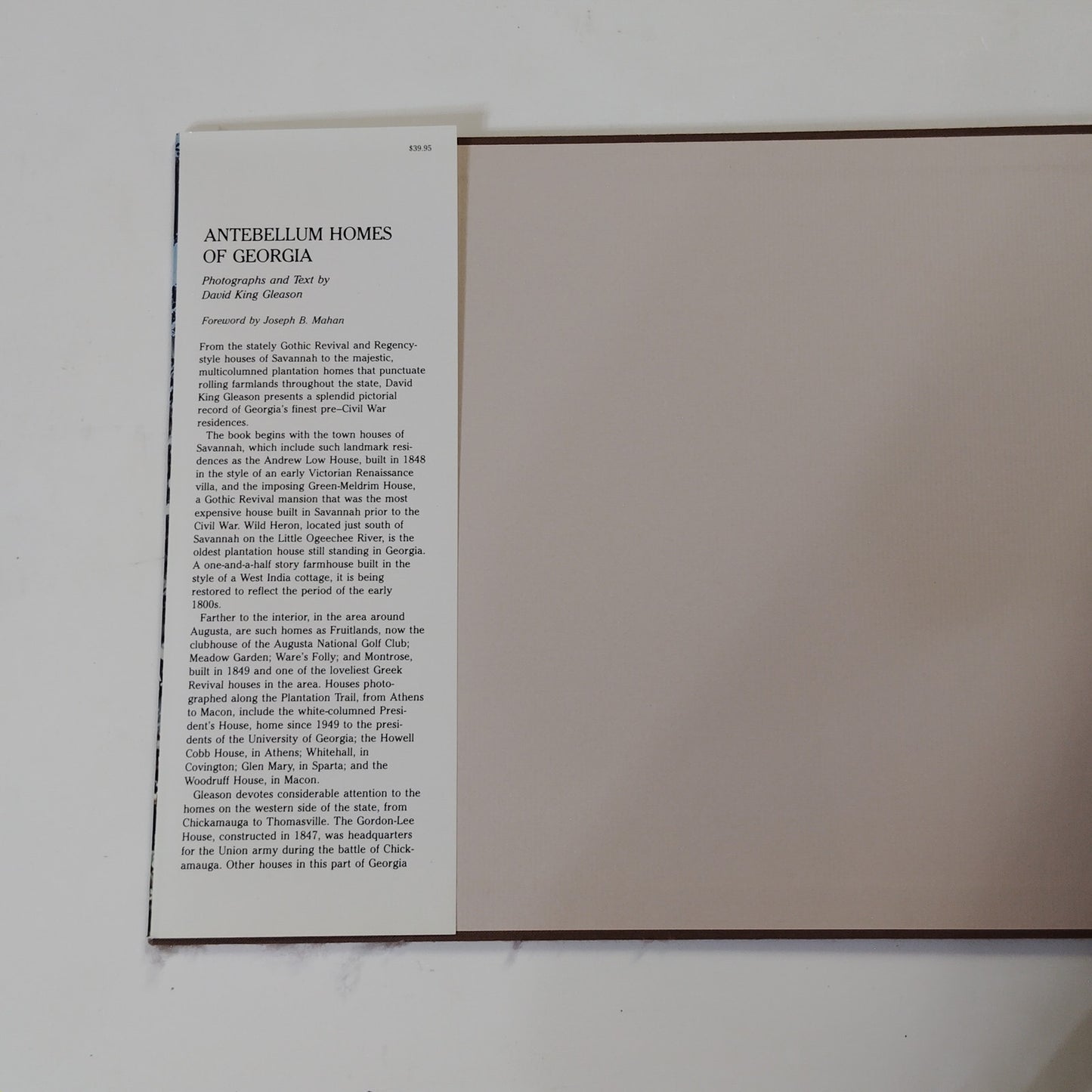 Antebellum Homes of Georgia 1987 Oversized Hardcover Architecture Book 14.5x10.2