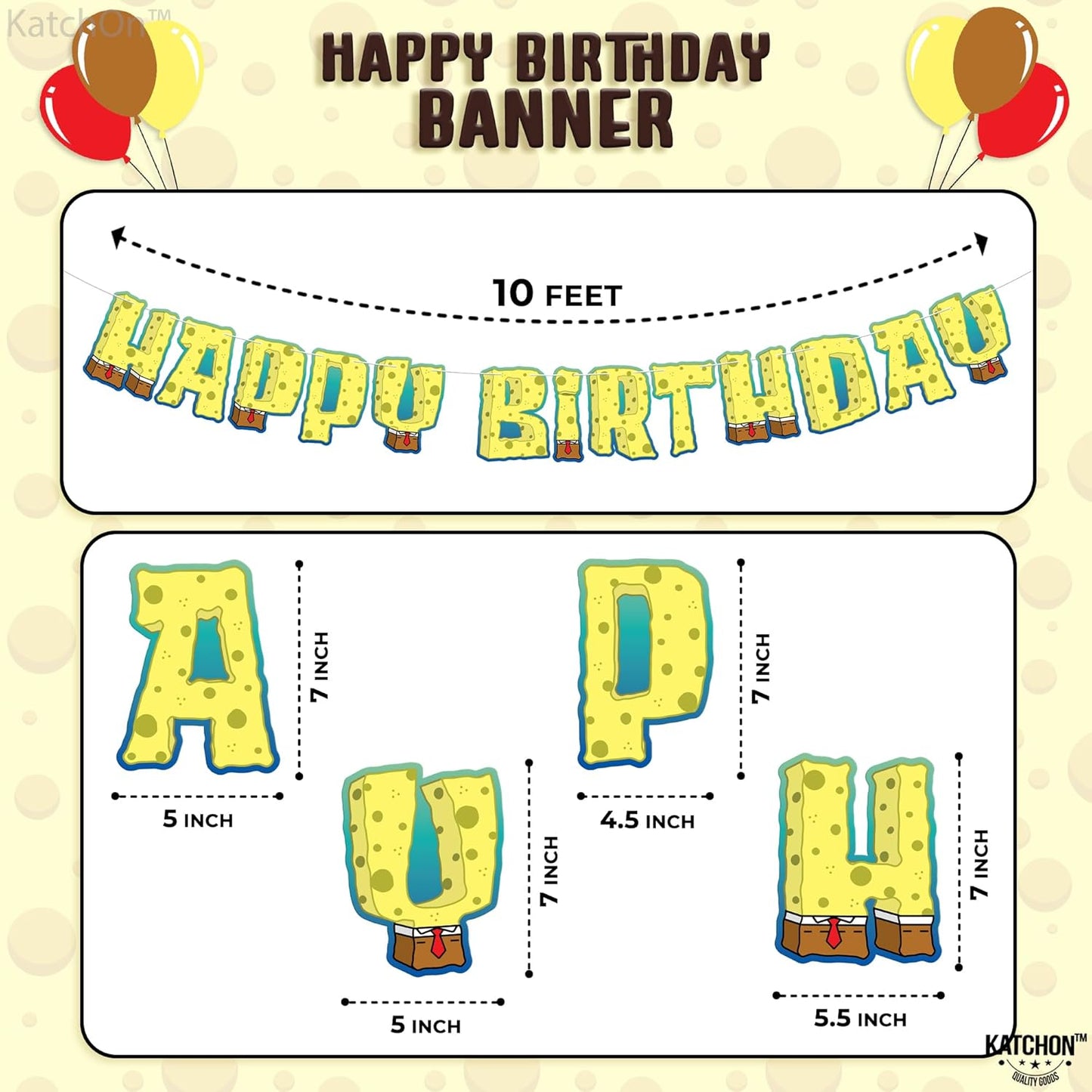 SpongeBob Birthday Banner – 10ft Yellow Cartoon Party Decoration