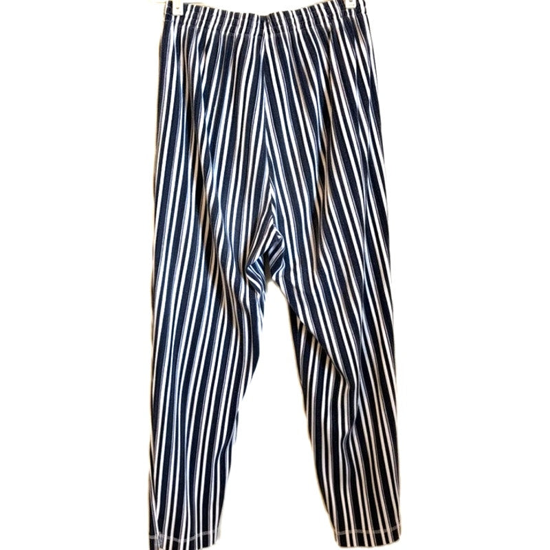 The Limited Navy & White Striped Pull-On Pants Size L Elastic Waist