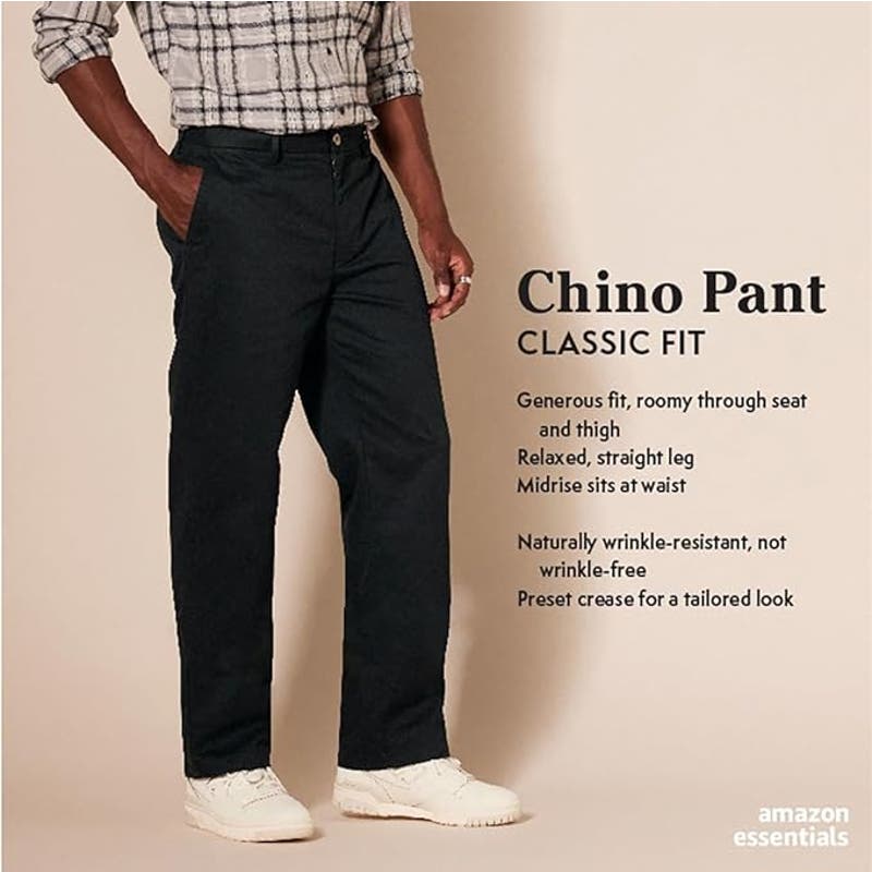 Men's Classic-Fit Wrinkle-Resistant Pleated Chino Pant, 32 x 29