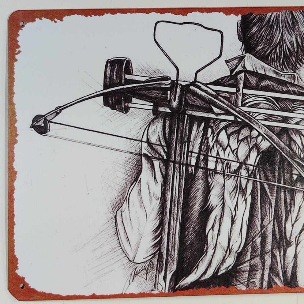 12x8 Tin Sign Poster – The Walking Dead: Survival’s Burden – Crossbow Silhouette Art – Dystopian