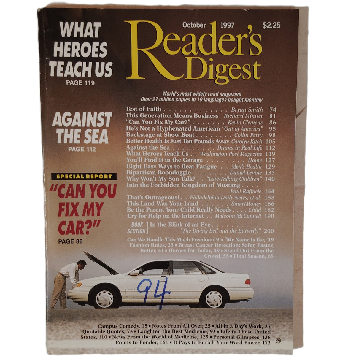 Reader's Digest October 1997 Vintage Magazine Back Issue - Can You Fix My Car