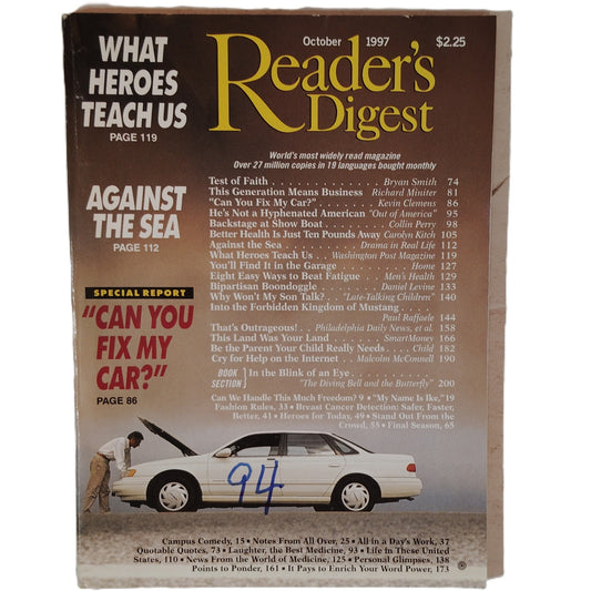 Reader's Digest October 1997 Vintage Magazine Back Issue - Can You Fix My Car