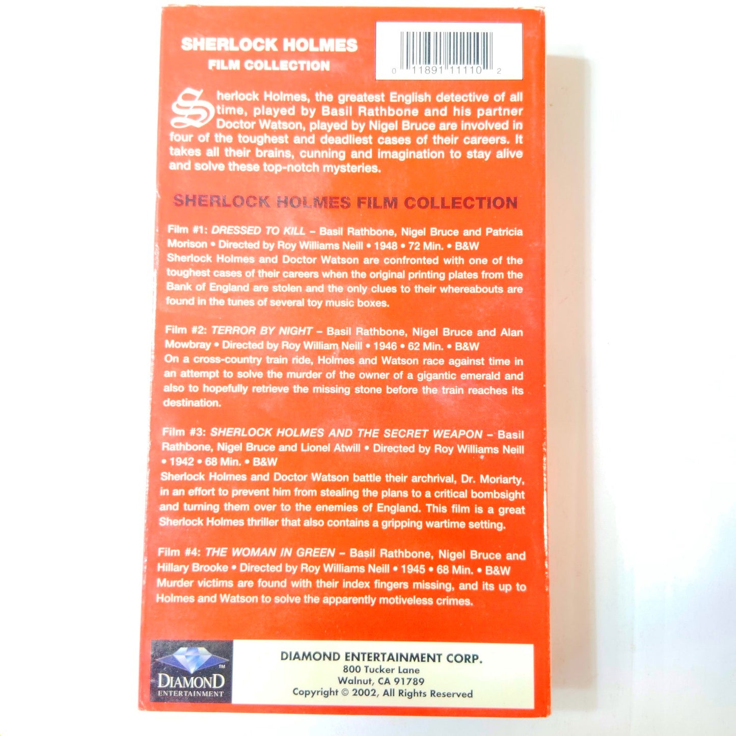 Sherlock Holmes Film Collection VHS 2002 Classic Mystery Set (4 Movies on Tape)
