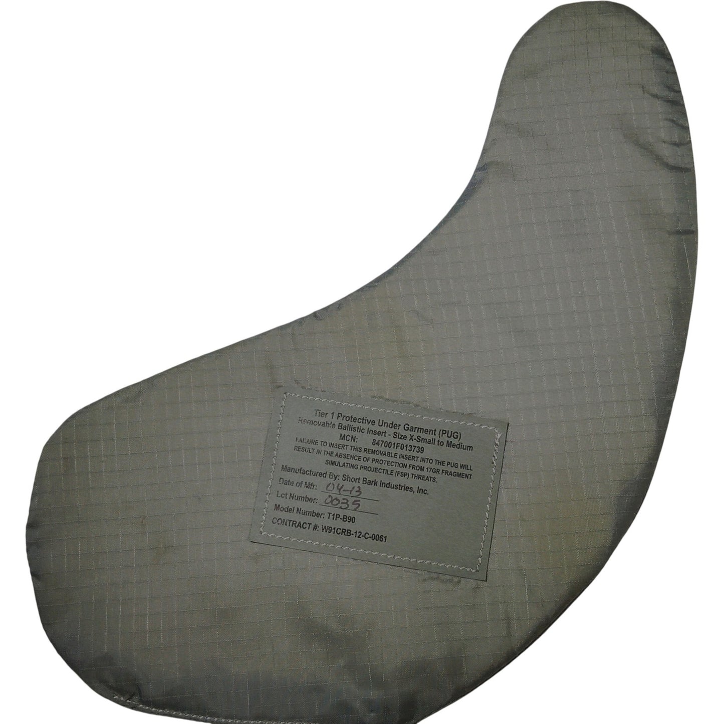 Tier 1 Protective Under Garment (PUG) Ballistic Insert Set – Size XS/S, Model T1P-B90