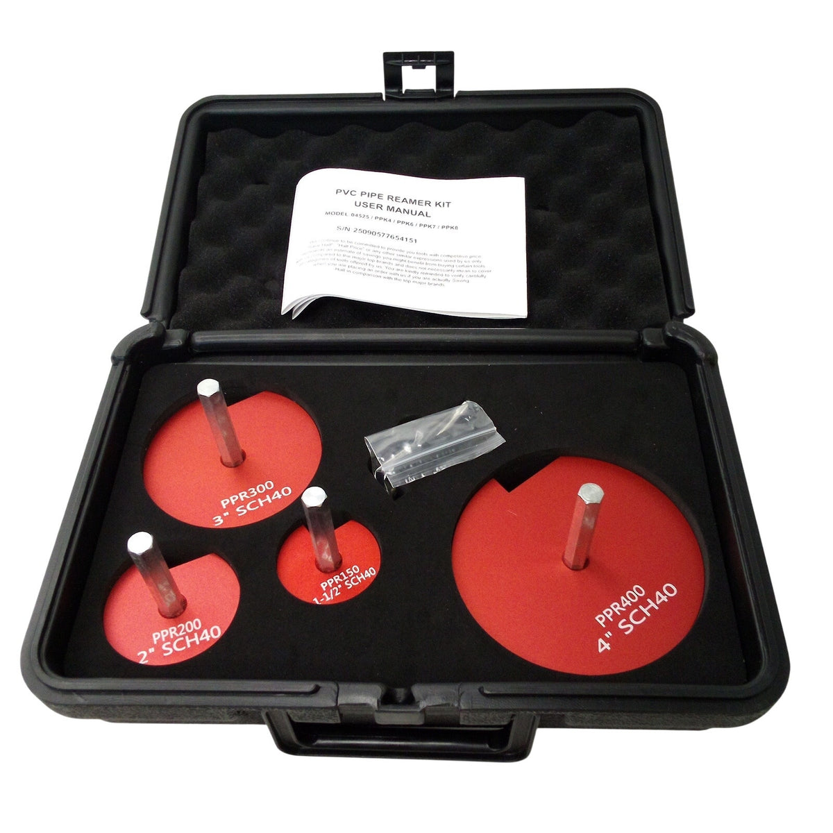 VEVOR PVC Pipe Reamer Kit PPK4 4-Piece 1-1/2" to 4" SCH40 Socket Saver