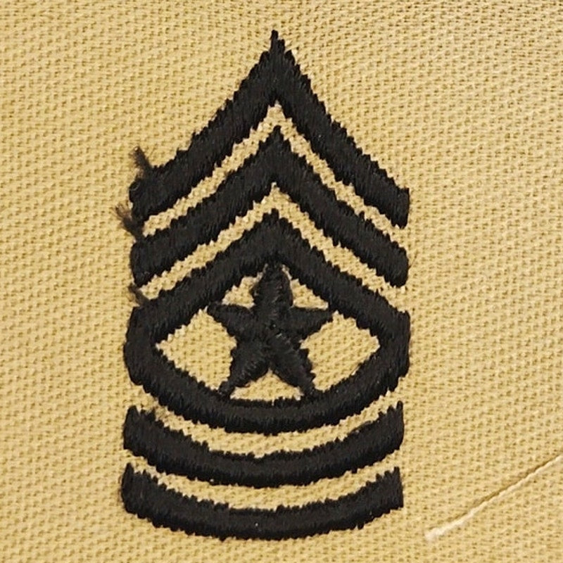 US Army Sergeant Major SGM E‑9 Rank Patch Pair Desert Tan 5‑1/2" × 2" NOS
