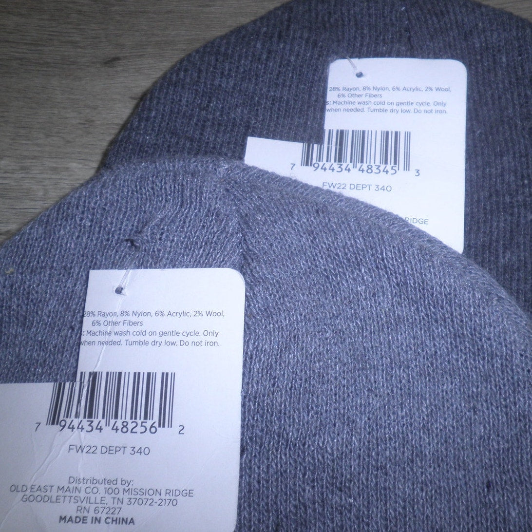 2-PK Old east Main Co., Men's, Gray One-Size Beanie Caps, Blended Materials