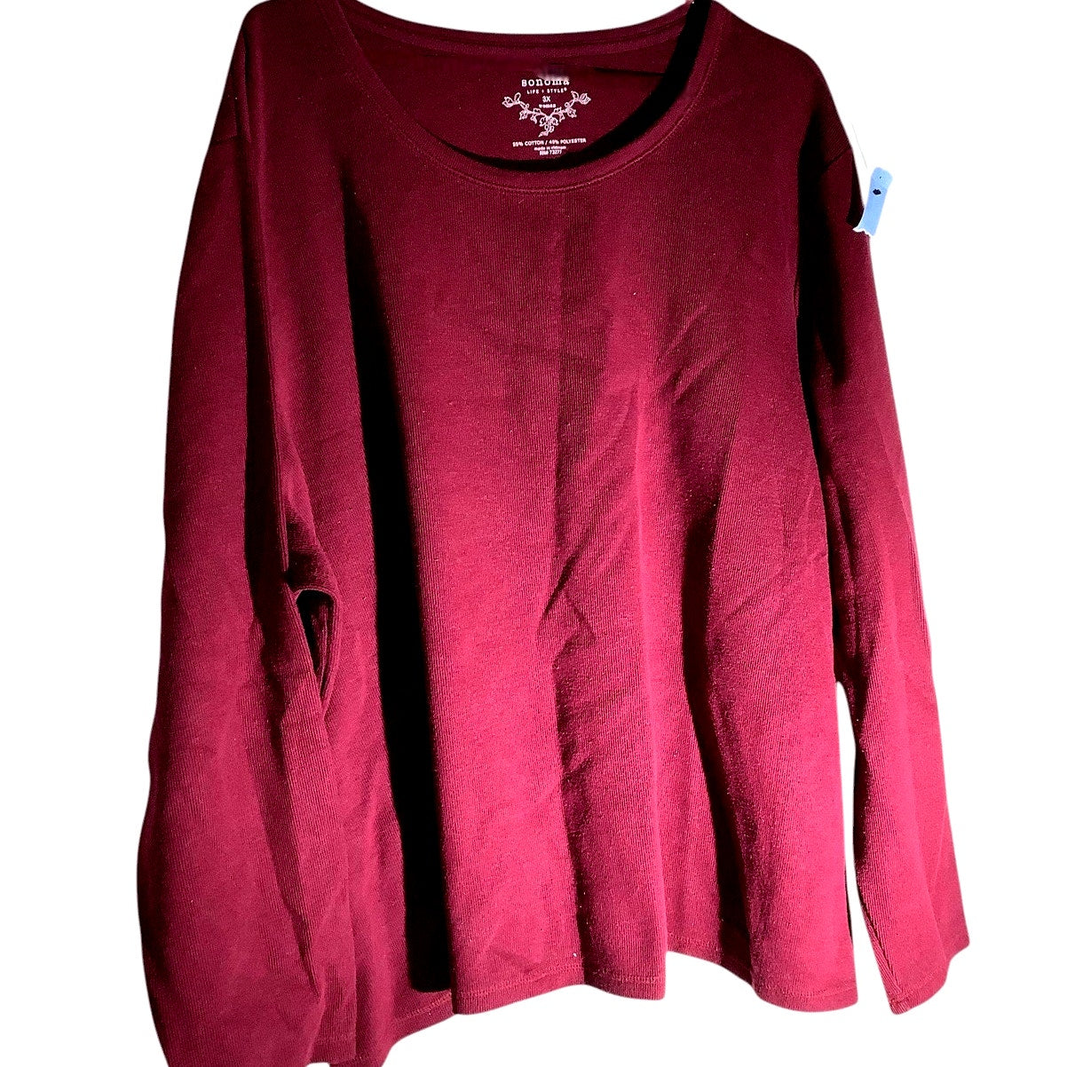 Sonoma Life+Style Women's L/S Scoopneck Pullover Shirt, Wine Red, 3XL, XXXL