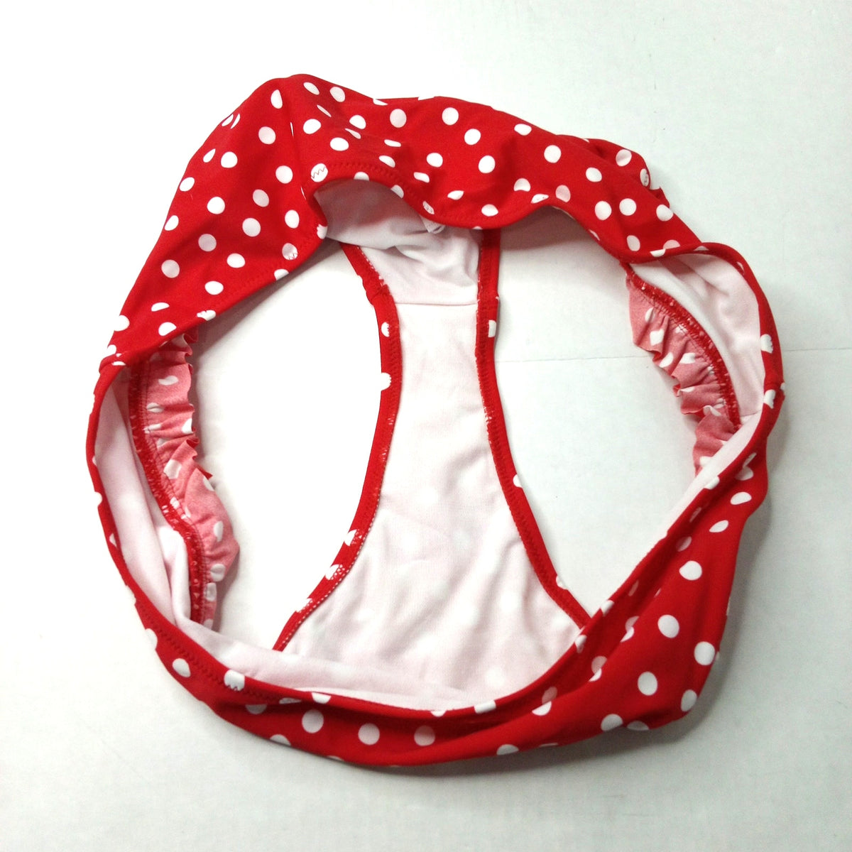 Cupshe Women's Red White Polka Dot Ruffle Bikini Bottom XL Beach Swimwear