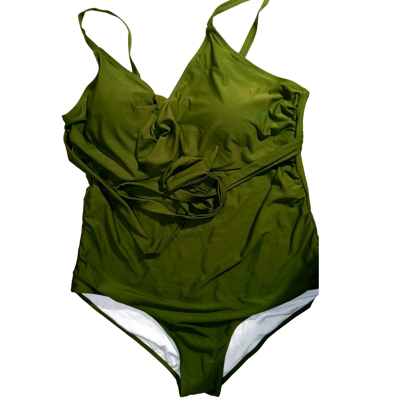 Daci 24W Plus Size One Piece Swimsuit High Waisted Tummy Control Wrap Cutout