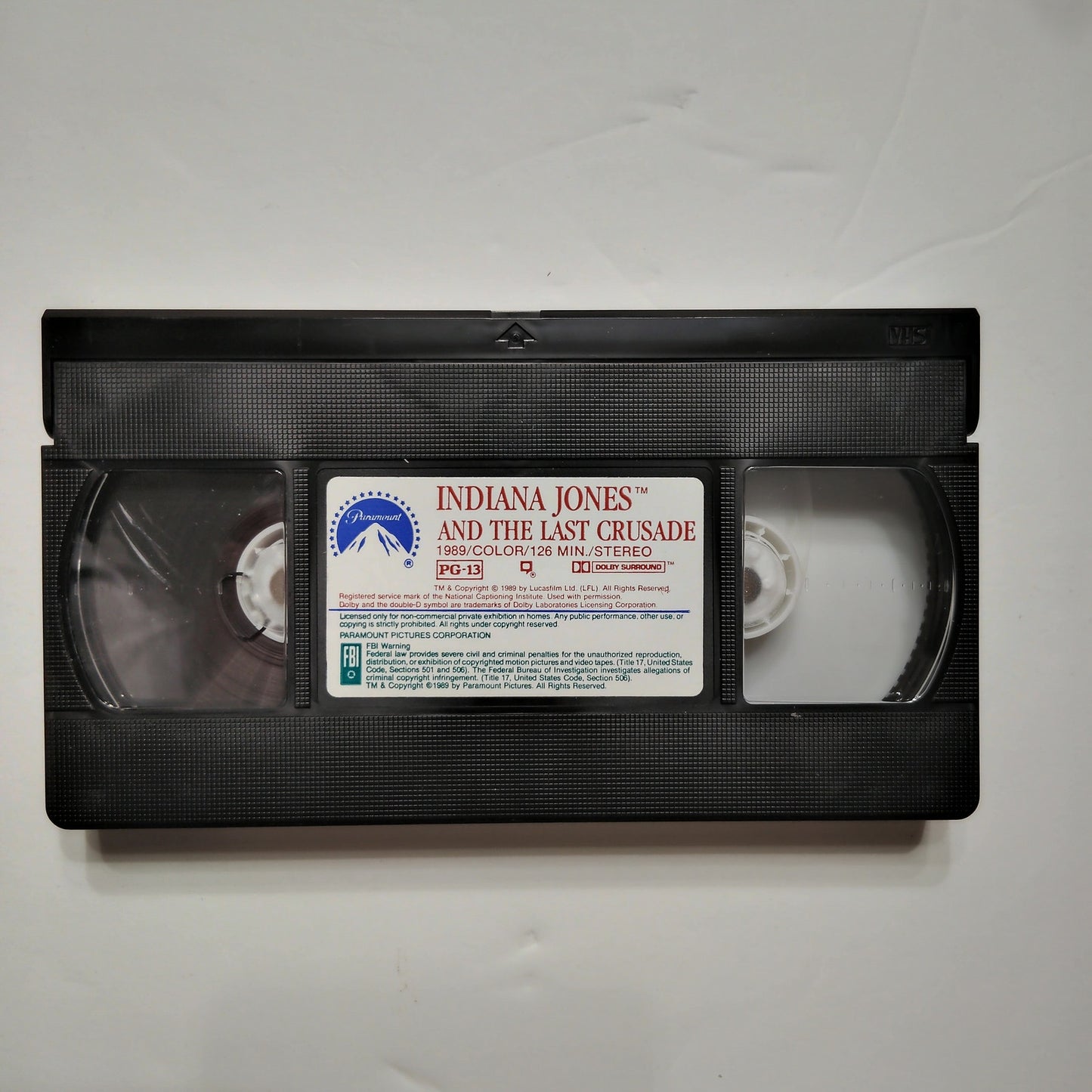 Indiana Jones and the Last Crusade VHS Harrison Ford 1989 Adventure Vintage