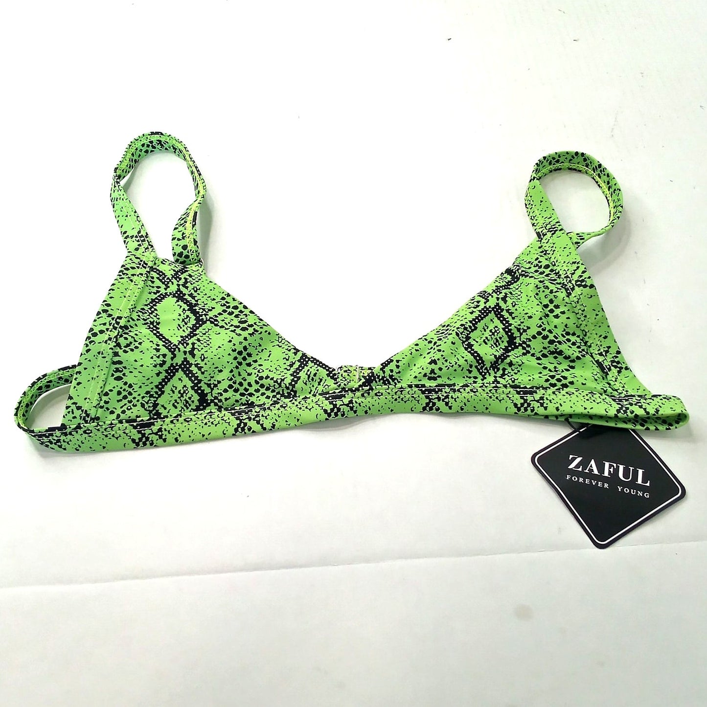 Zaful Green Snake Print Triangle Bikini Top Women’s Large (US 8) Swim