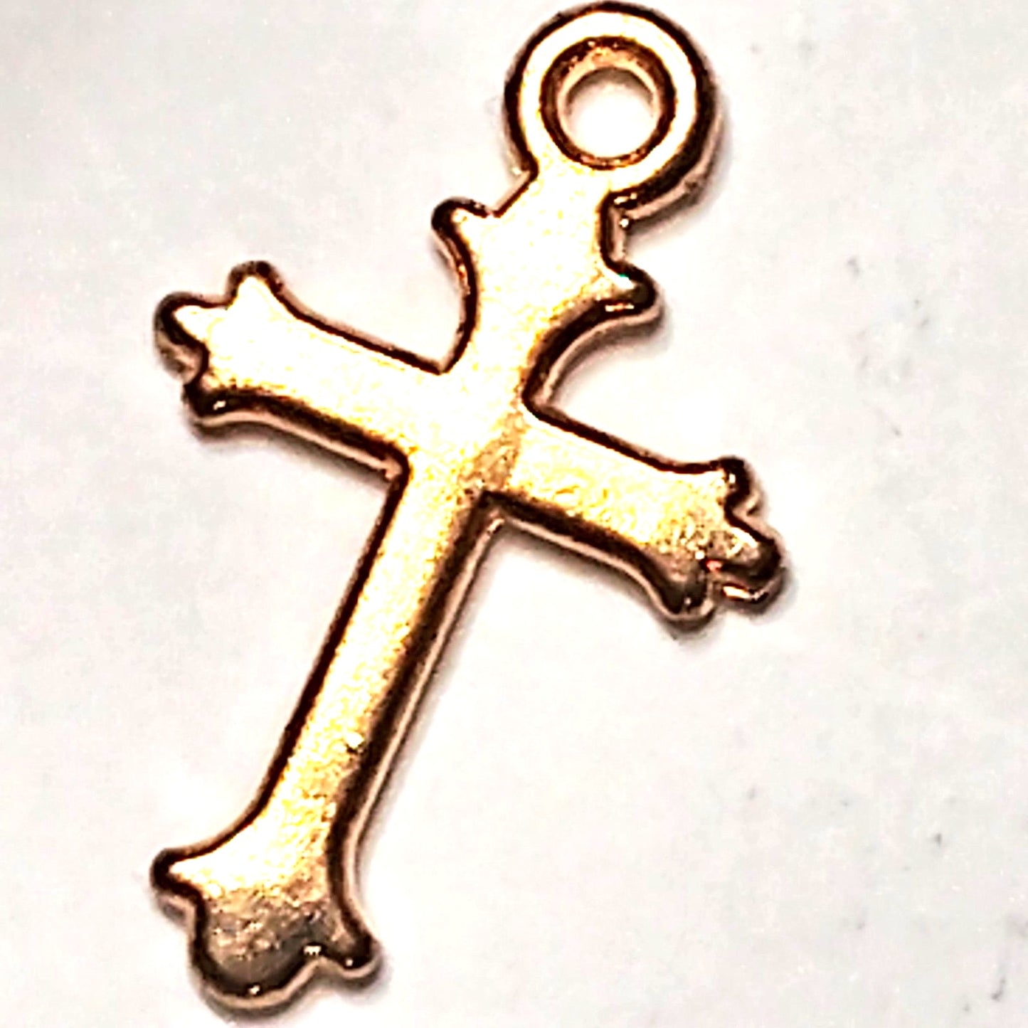 Ornate Cross Charm Gold‑Tone Gothic/Spanish Style 5/8" Religious Pendant