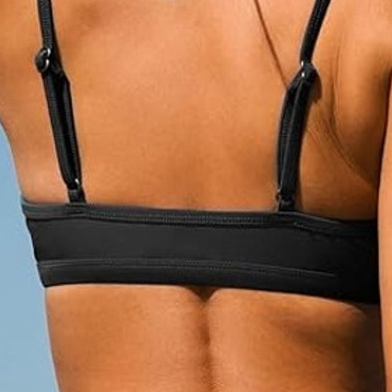 Cupshe Black Deep V Keyhole Bikini Top Adjustable Spaghetti Straps Women’s XS