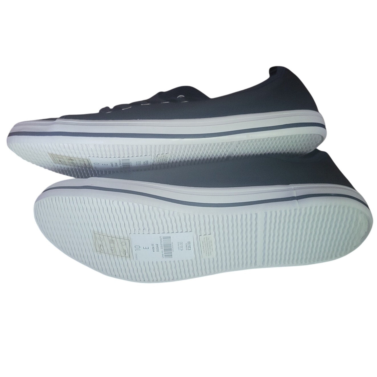 EVANS Women’s Navy Sneaker – Wide Fit, Metallic Sheen, Size 10W