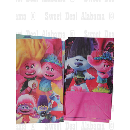 Trolls Movie Party Favor Loot Bags – 12 Pack Birthday Supplies (8-1/4" x 4-5/8")