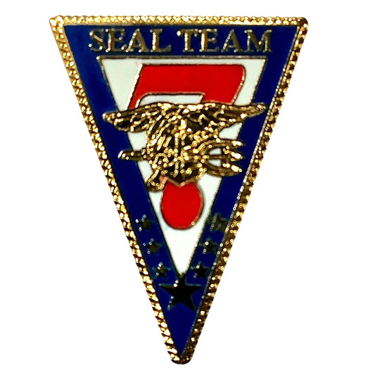 U.S. Navy Seal Team 7 Lapel / Hat Pin 1"H x 3/4"W, Trident Insignia over Red 7