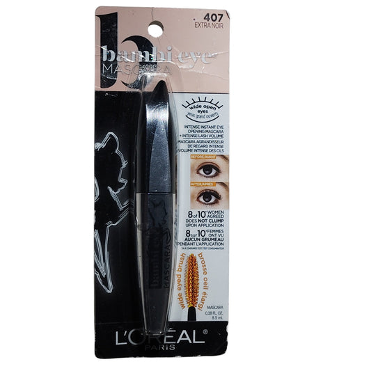 L'Oréal Paris Bambi Eye Washable Mascara – 407 Black Noir, Volumizing, 0.28 oz