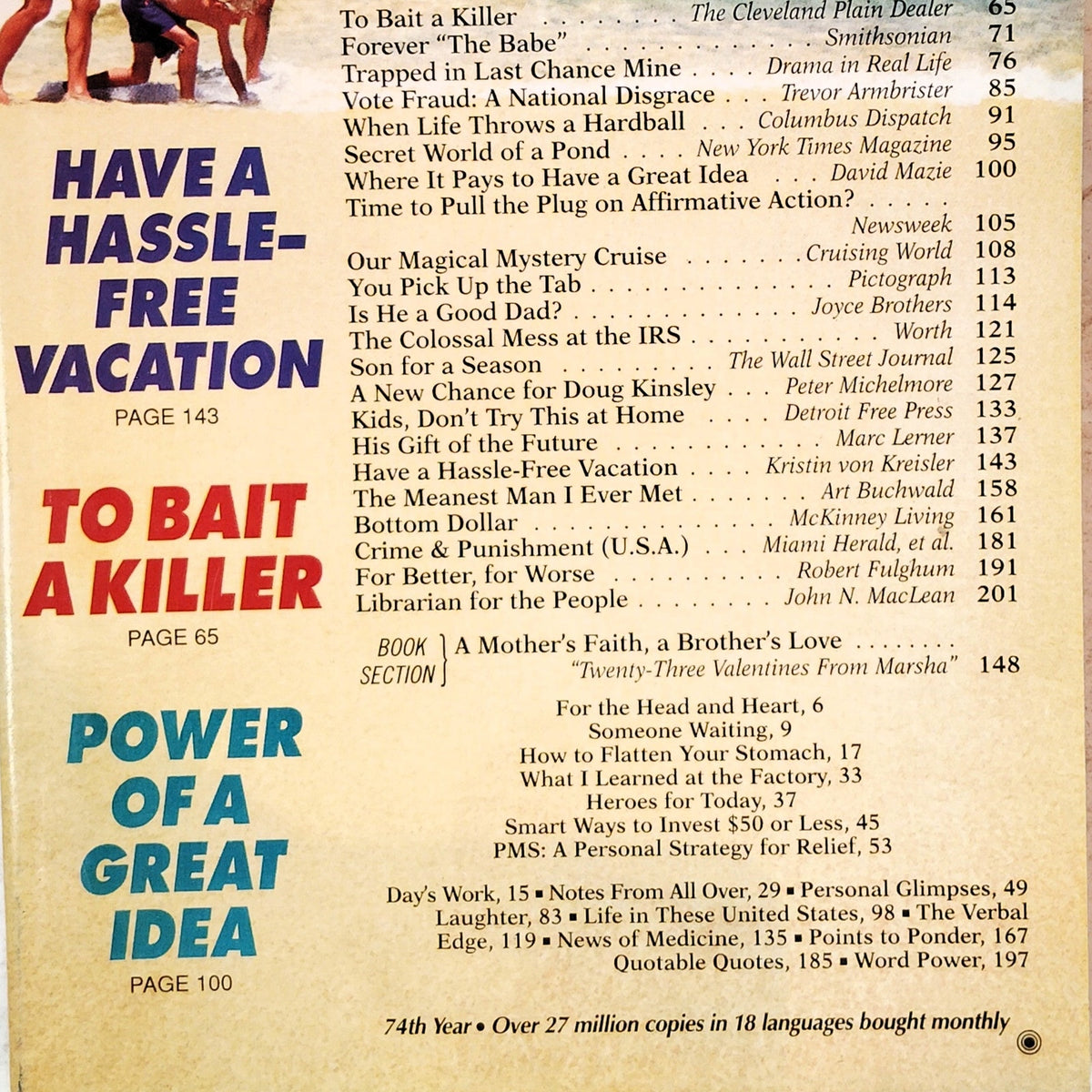 Reader's Digest Magazine June 1995 - Babe Ruth, Have a Hassle-Free Vacation