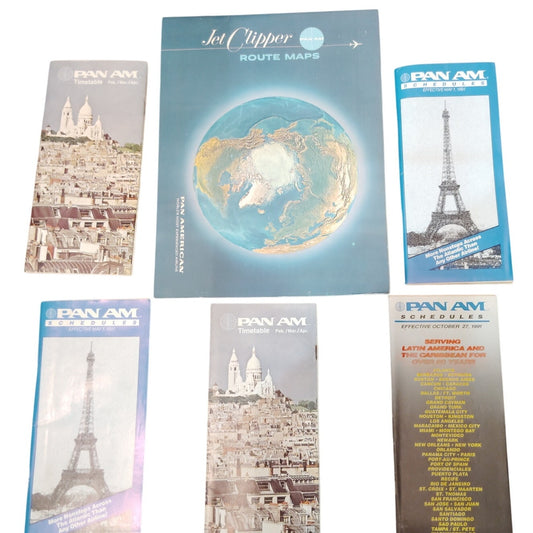 Pan Am 1967–1991 Flight Schedules & Jet Clipper Route Maps Ephemera Lot
