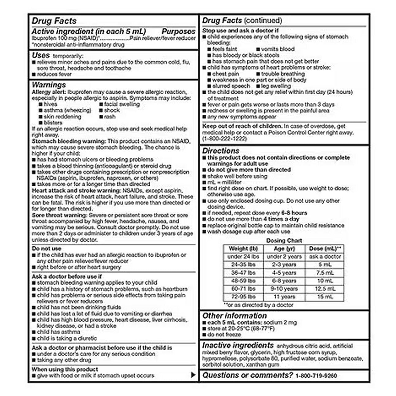 Walgreens Children's Dye-Free Ibuprofen 100 Oral Suspension Berry 4 fl oz