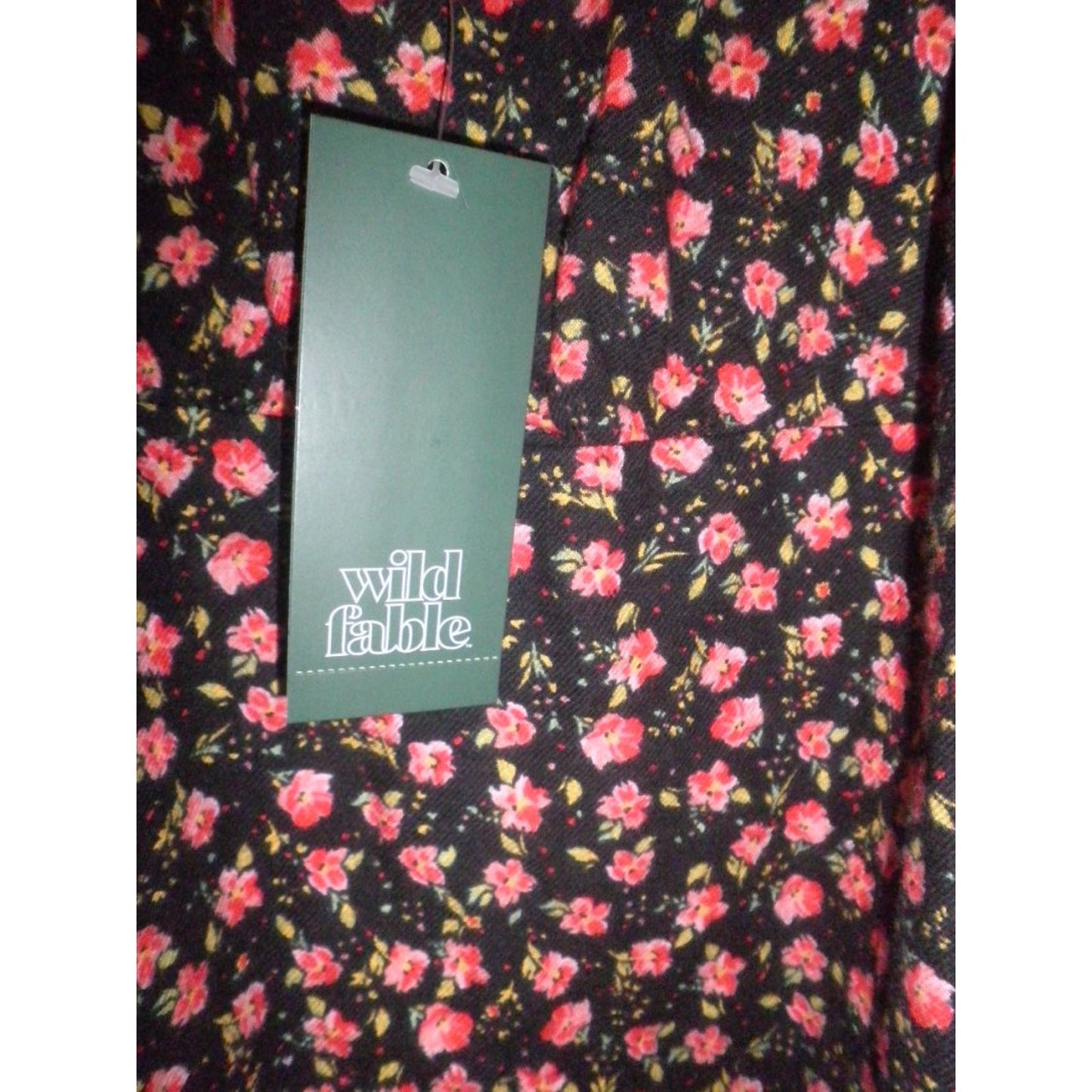 Women's MD Woven Floral Design Slip Dress, Spaghetti Straps- Black Floral, NWT