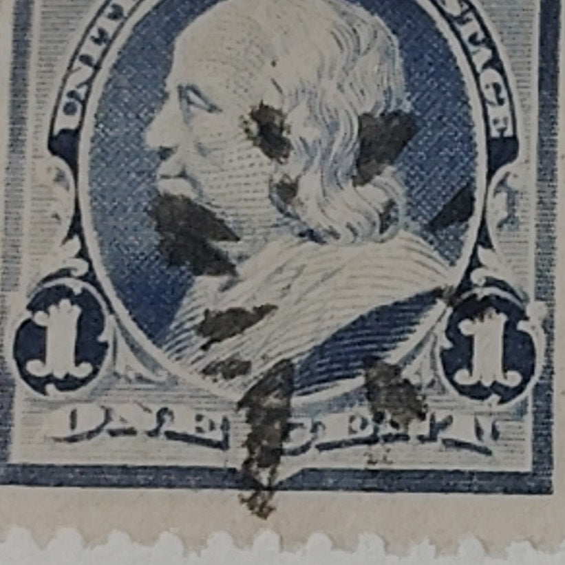 1890s U.S. Postage Stamp – 1¢ Benjamin Franklin – Blue/Ultramarine – Used