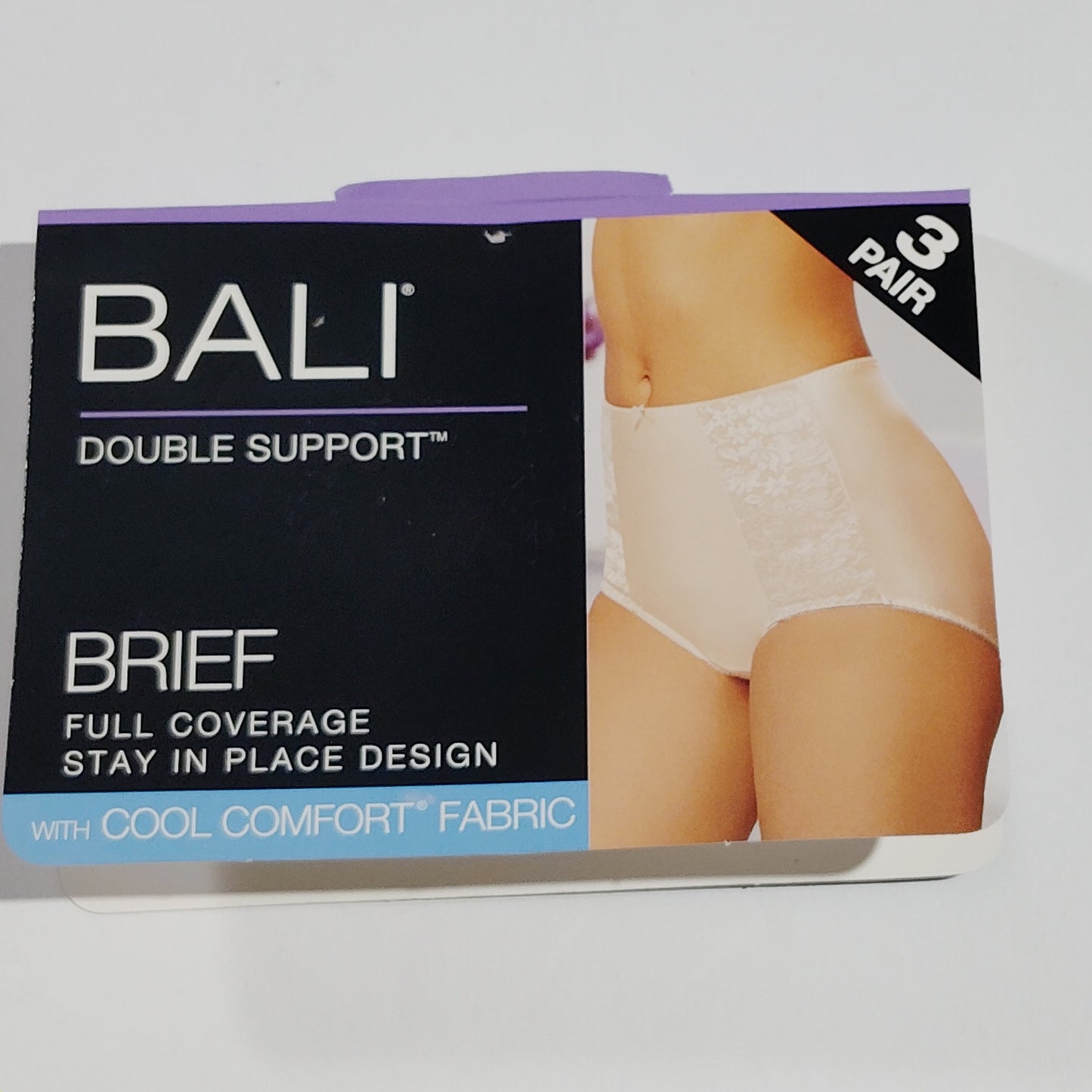 Bali Double Support Brief Panty Set – 3 Pack – Size L/7 - Multi-Colors