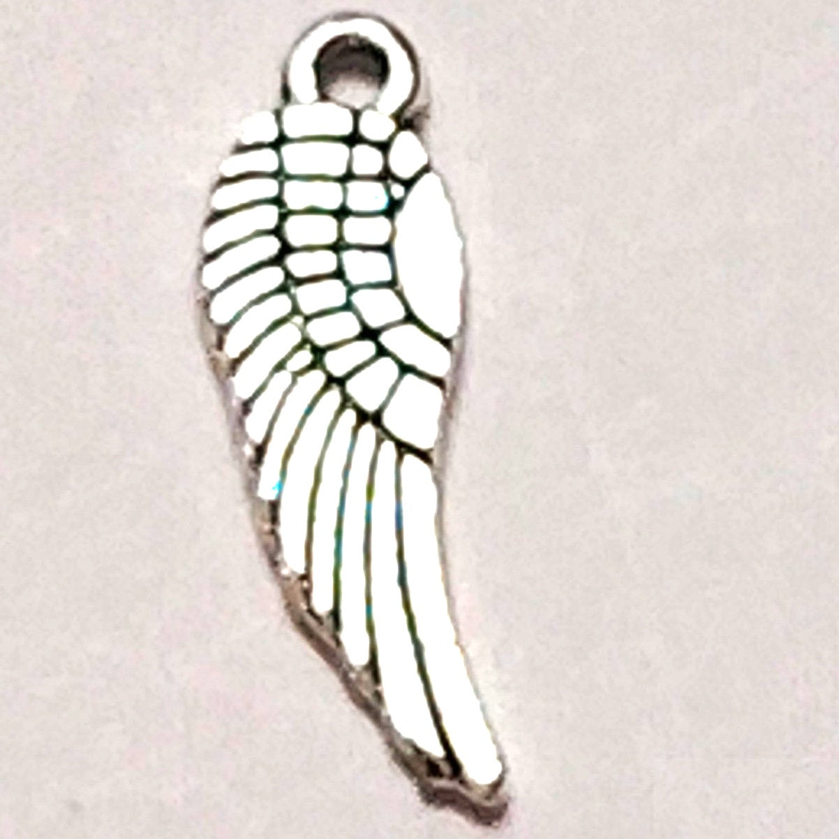 Angel Wing Charm Silver‑Tone Metal Feather Pendant 1/2" Symbol of Protection