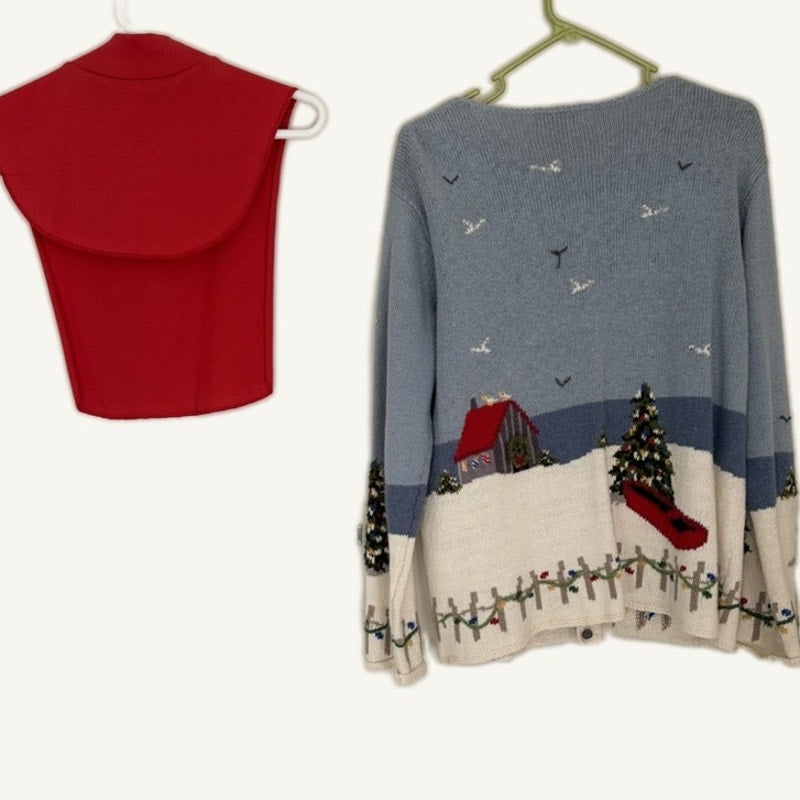 Northern Isles Vintage Christmas Cardigan Lighthouse L Gray + Blair Dickey