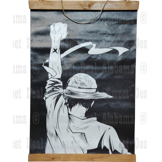 RONIG Anime Poster Wall Hanging Scroll – 13” x 20” Canvas Print, Wooden Frame